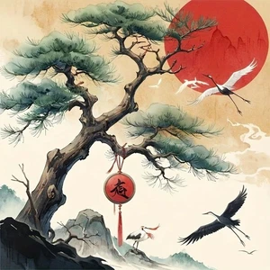 5D Diamond painting Flying cranes Full round drill 20cm x 20cm - Picture 1 of 1