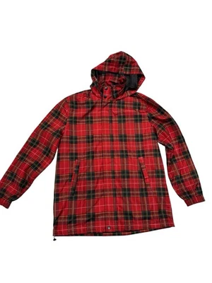 Forever 21 Men's Red Tartan Holiday Plaid Raincoat - Image 1 of 4