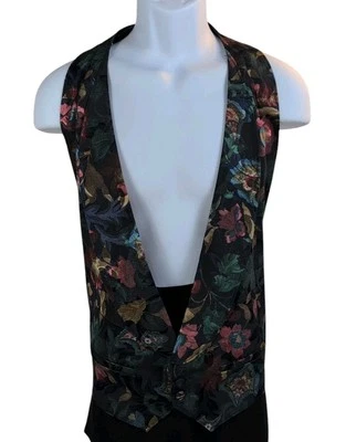 Brandon Michael Vest XL Adjustable Straps Floral Blue Boho Retro - Image 1 of 4