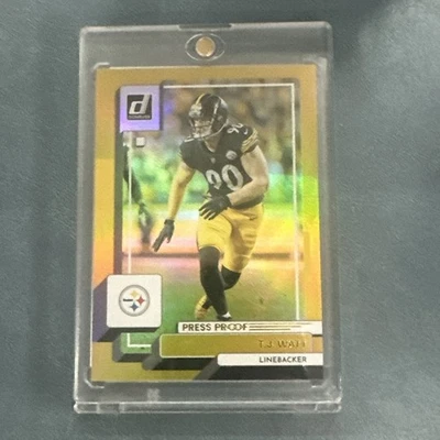 T.J. Watt RARE GOLD REFRACTOR SSP PANINI STEELERS MINT - Image 1 of 2