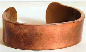 BRAZALETE DE COBRE DE COLECCIÓN HECHO A MANO FIRMADO ANCHO ARTRITIS - Imagen 1 de 6