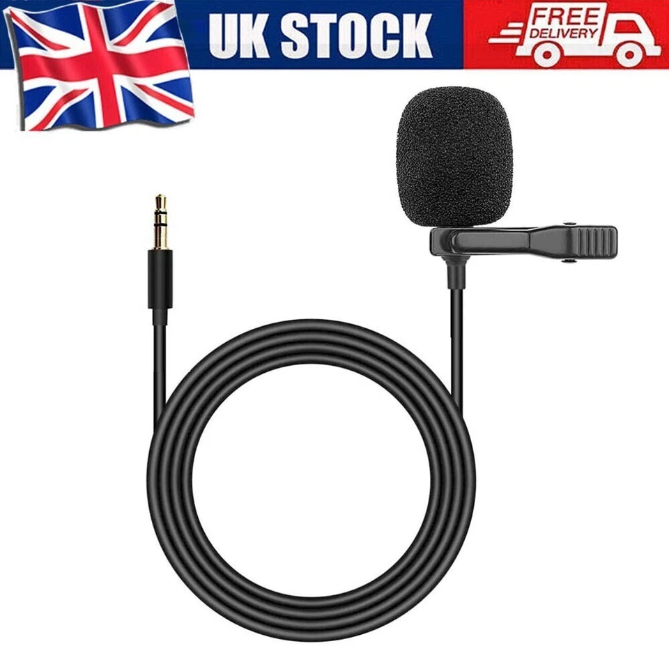 RACRDO Clip on Pro Lavalier Lapel Mini Stereo Microphone Mic Condenser for PC Laptop UK