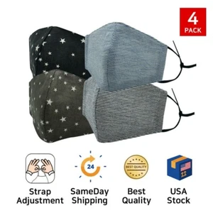 Máscara facial de algodón de moda para niños USPS/Plepop 4EA (2 estrellas, 2 rayas) - Imagen 1 de 10