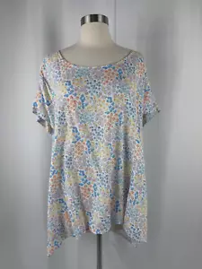 Jones & Co Women's Plus 3X Tunic Multicolor Spring Floral Short Sleeve Top - Picture 1 of 11