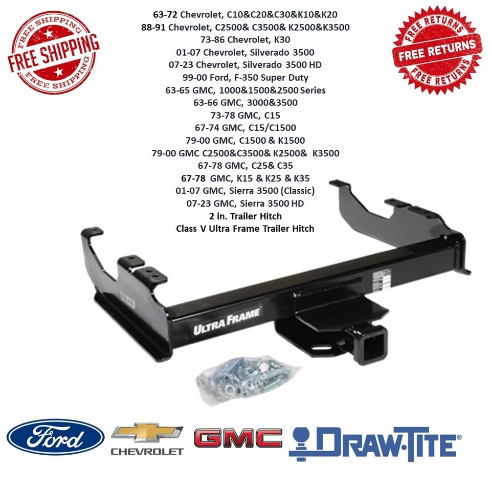 Draw-Tite 41938 Ultra Frame Trailer Hitch Class V 2" Receiver For Chevy Ford GMC - Image 1 of 4