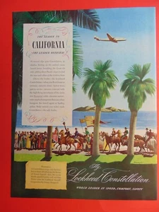 1946 Fly Lockheed Constellation to California photo art print ad - Picture 1 of 1