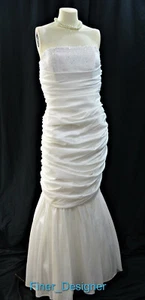 Trumpet Mermaid Sweetheart Floor Length Taffeta Wedding Dress Gown Maxi 14 NEW - Picture 1 of 7