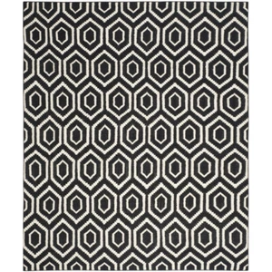 SAFAVIEH Dhurries DHU556L Handwoven Black / Ivory Rug - Picture 1 of 25