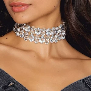 CHOKER SHINY NECKLACE for Women GLITTER Necklace SHINY Party Wedding Necklace - Picture 1 of 6