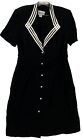 S.L. Fashion Black/White  Button Front Maxi Dress 16P Classic Belted