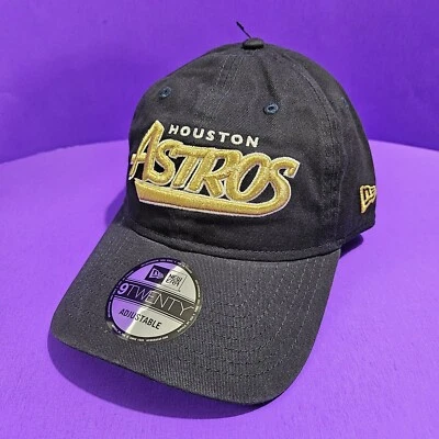 NEW Houston Astros New Era Throwback 9TWENTY Adjustable Hat Black Gold Logo MLB  - Image 1 of 4