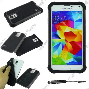 Coque Housse Etui Armor Anti Choc Gris Galaxy S5 SM-G900F +Mini Stylet +Film - Photo 1 sur 1