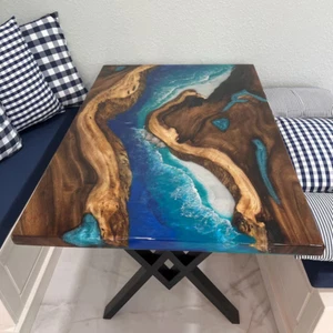 Epoxy Coffee Table Top, Ocean Wave Epoxy Office Counter Desk Table Top Decor - Picture 1 of 9