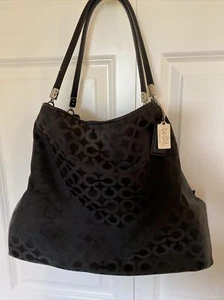 Coach Madison Black Phoebe Art Signature Hobo Bag - Picture 1 of 16