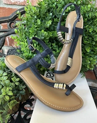 Bar lll Vellap Gladiator Sandals; Navy Snakeskin Faux Lthr/Silver Accents; Sz 10 - Image 1 of 4