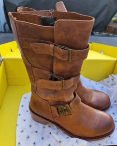 Womens Dr Martens Jolie Biker Boots, 3 Strap Zip Up. Tan, UK Size 6. - Picture 1 of 10