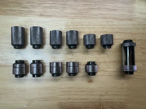 Bitspower G1/4" Set of Extenders and Adapters - Black Sparkle (12 pcs) - Afbeelding 1 van 4