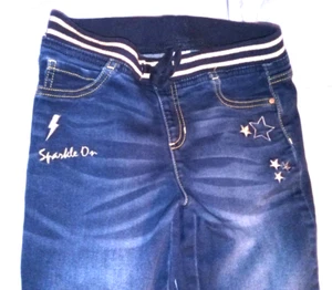 Stretch denim jeans, preteen girl 10/12, Wonder Nation brand, stars & sequins - Picture 1 of 4