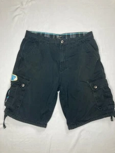 PJ Mark Black Y2K Cargo Straight Leg Drawstring Skater Flat Front Short Mens 40 - Picture 1 of 12