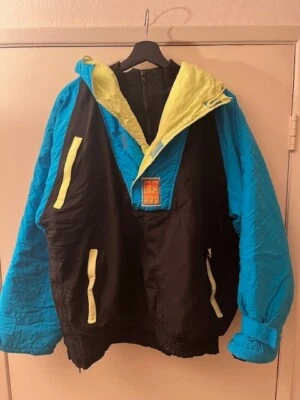 Mens XL vintage Rip Curl ski jacket with hood.  80's colors, great condition - Image 1 of 4