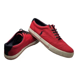 POLO RALPH LAUREN Vaughn Canvas SNEAKER Red Boat Shoe Mens Size 11 D - Picture 1 of 9