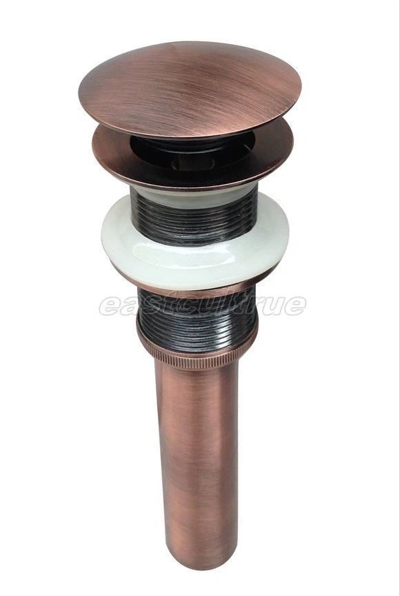 Drenaje de fregadero de baño con tapa redonda grande de cobre rojo sin desbordamiento esd052 Foto 1 de 3