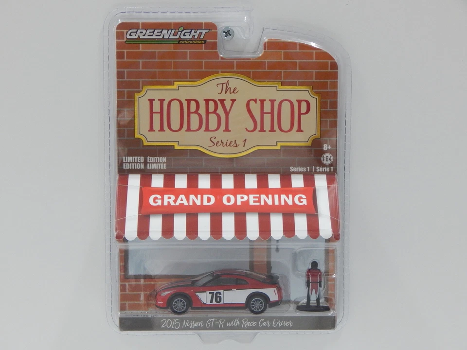1:64 2015 Nissan GT-R with Race Car Driver - "The Hobby Shop" Greenlight 97010 - image 1 of 1