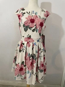 Emerald Sundae Womens Open Back Ivory Floral Print Fit & Flare Dress Juniors - Picture 1 of 11