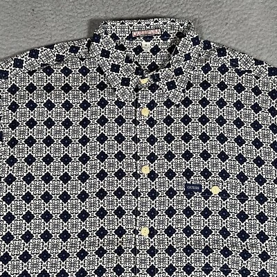 Guess Shirt Mens Medium Blue Geometric Vintage 100% Rayon Pocket Casual Preppy - Image 1 of 4