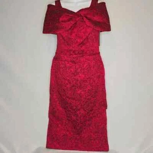 Rickie Freeman for Teri Jon Cold-Shoulder Floral Jaquard Sheath Dress, Sz 6, NWT - Picture 1 of 6