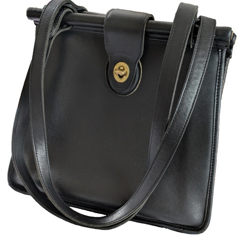 Borsa a tracolla Coach Weston Shopper 9021 nera vintage pelle conciata a guanti USA