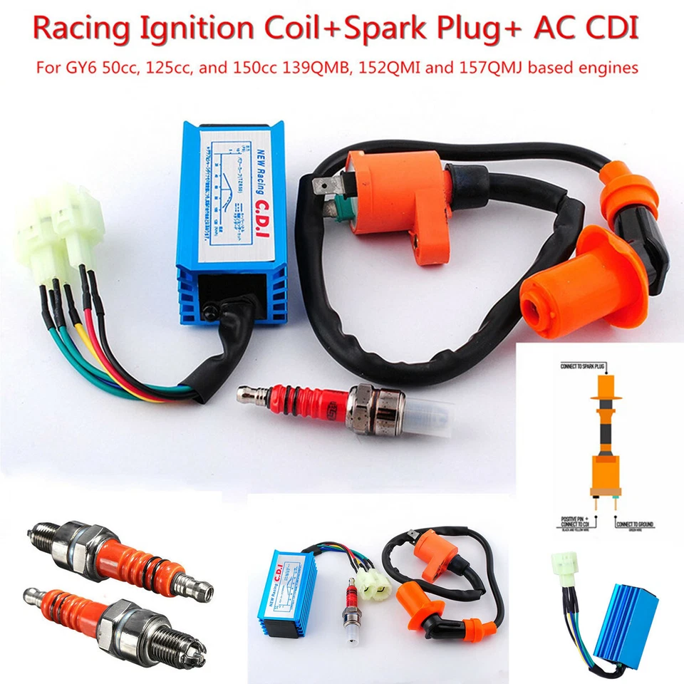 High Performance Racing Ignition Coil+Spark Plug+AC CDI For GY6 50cc 125cc 150cc - Image 1 of 4