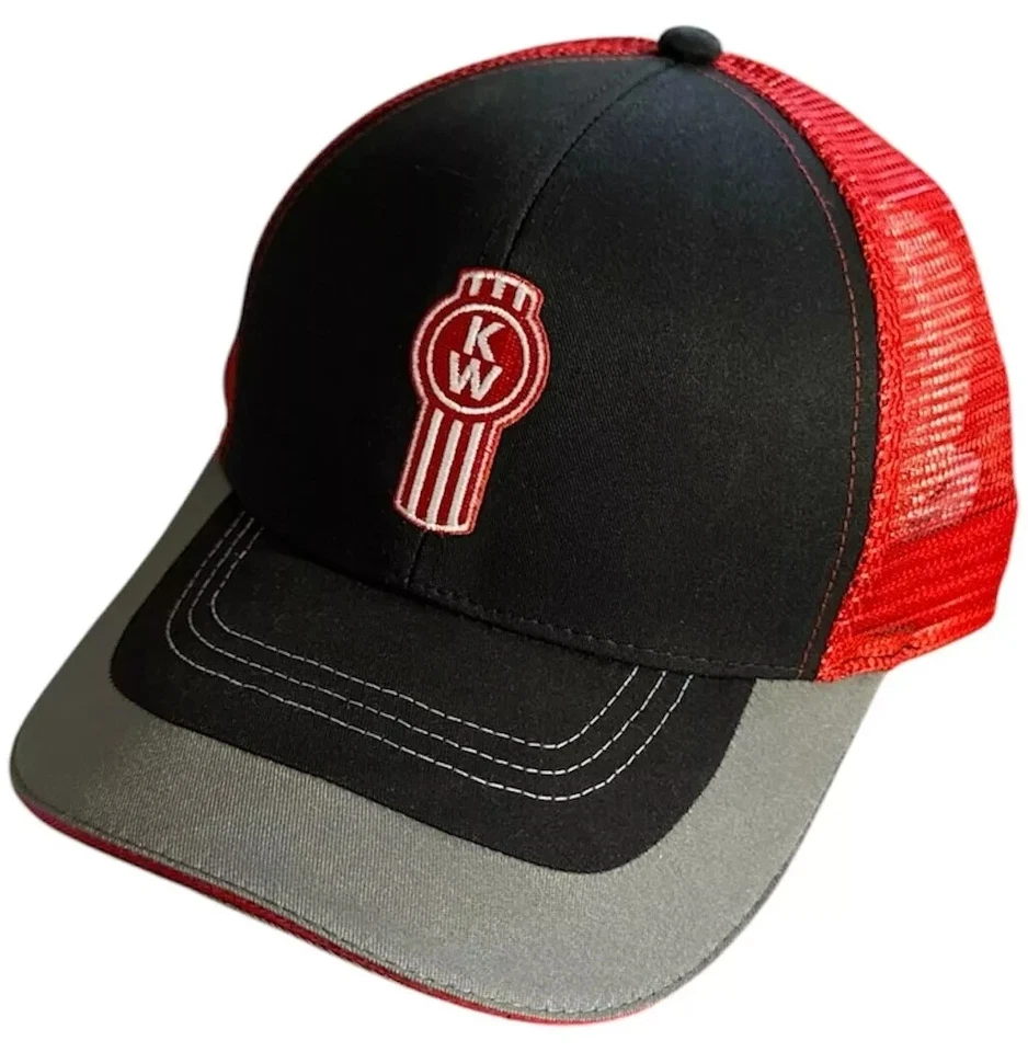 Kenworth Trucks Tri Color Negro y Rojo Malla Snapback Trucker Sombrero/Gorra Foto 1 de 1