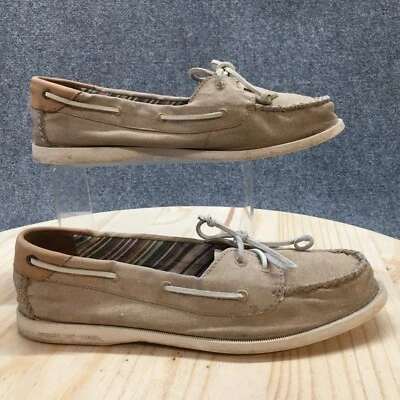 Zapatos de Barco Sperry Top Sider Mujer 11 M Auténticos Originales Beige Lona Informales Foto 1 de 4