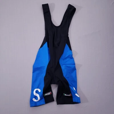SMS Santini Mens Small Cycling Bibshorts Black Blue Made in Italy Coolmax Techno - Image 1 of 4