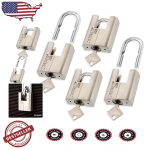 Schwerlast Vorhängeschlösser: 4er Pack gleichschließend, Edelstahl, 12 Schlüssel, rostfrei - Bild 1 von 11