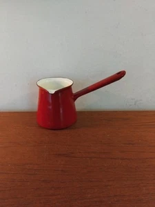 Vtg Red/ White Enamelware Turkish Coffee Poure4" Tall - Picture 1 of 11