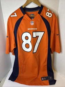 VTG Nike On-Field NFL #87 Eric Decker Denver Broncos Blue/Orange Jersey Large - Imagen 1 de 4