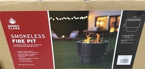 SMOKELESS FIRE PIT 45x45x35cm POWDER COATED IRON WEATHER RESISTANT LOG TOOL INC - Picture 1 of 3