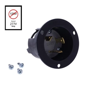 Eaton Gray NEMA L7-30P Twist Turn Locking Flanged Inlet 30A 277V 2P3W AHCL730FI - Picture 1 of 5