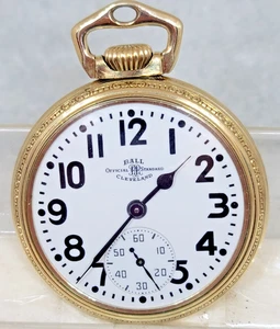 Vintage 1953 BALL 999 B 10 K Gold Filled Open Face Taschenuhr -16 S! 21J!RUN! - Bild 1 von 14
