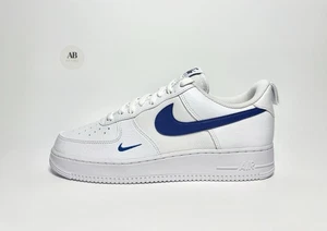 Nike Air Force 1 07 Low Mini Swoosh Pull Tag Leder weiß blau verschiedene Größen - Bild 1 von 21