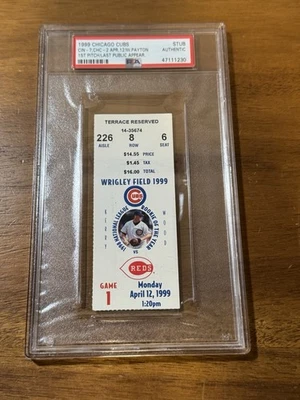 1999 CUBS WALTER PAYTON 1ST PITCH/LAST PUBLIC APPEARANCE PSA TICKET - Image 1 of 3