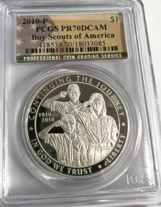2010 P Boy Scouts of America PCGS PR70 DCAM Brown Label -Silver Keeps Climbing!! - Picture 1 of 4