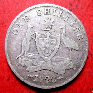 1922 AUSTRALIAN SHILLING COIN - 0.925 SILVER - # 87/9/25 - Picture 1 of 3