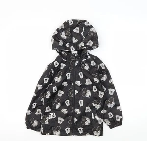 George Girls Black Mickey Mouse Rain Coat 4-5 Years - Picture 1 of 12