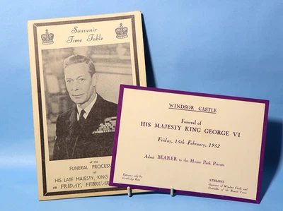 1952 Official King George VI Funeral Procession Time Table & Pass Ticket Windsor - Image 1 of 4