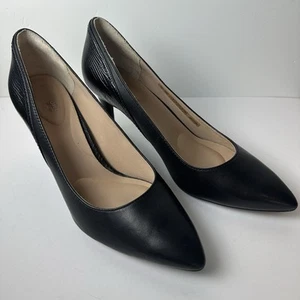 Rockport Total Motion Black Heels Pointy Toes Leather Pumps Size 10M 3.5” High - Picture 1 of 13
