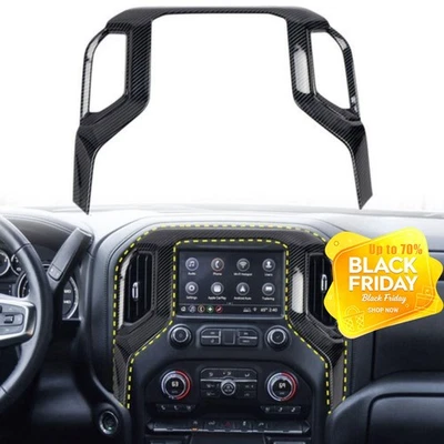 Carbon Fiber Navigation Screen Panel Air Vent Cover Trim For Chevrolet Silverado Foto 1 de 4