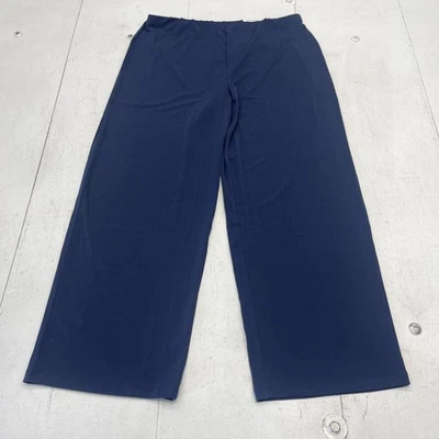 Pantalones JM Collection para mujer pequeños grandes azules pierna ancha tejidos cintura cómoda tirar Foto 1 de 4